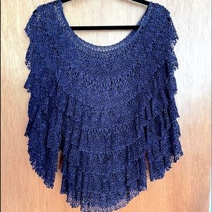 Navy Crochet blouse